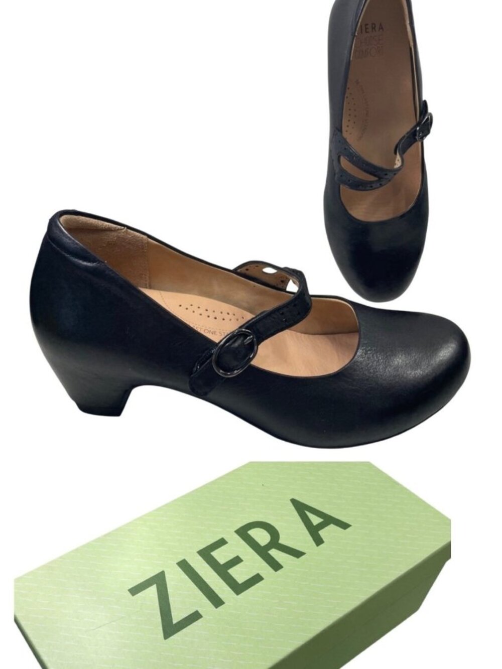 Ziera Mary Jane Shoes 40W Move Black Leather Walking Comfort Ballet Whimsygoth